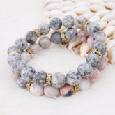 River Jasper Beaded Stretch Stacking Bracelet